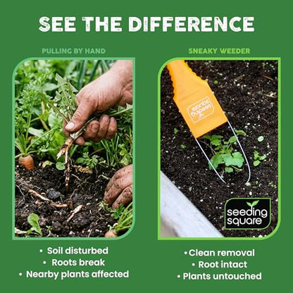Row Seeder + Pokey Planter + Sneaky Weeder Bundle – Garden Row Maker, Dibber Tool & Hand Weeding Tool for Easy Planting & Maintenance