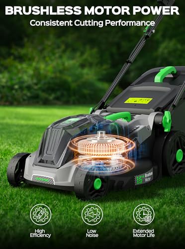 TIECTOWN 40V 16" Cordless Electric Lawn Mower with 4.0Ah Battery - Green