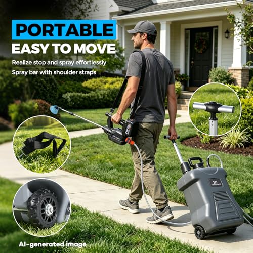 5.8 Gallon 21V Battery Powered Sprayer with Wheel, Electric Garden Sprayer