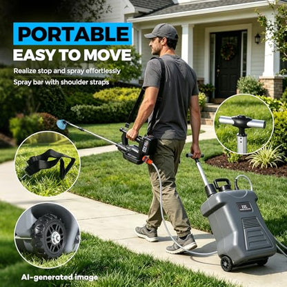 5.8 Gallon 21V Battery Powered Sprayer with Wheel, Electric Garden Sprayer