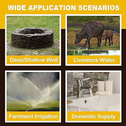 WASSERMANN 4" Deep Well Submersible Pump with 10FT Cable,1HP,115V/60HZ,34GPM,196FT Head,Stainless Steel Single-Phase Water Well Pump for Cities Farmland Irrigation and Home Use - style: 1HP-115V-60HZ