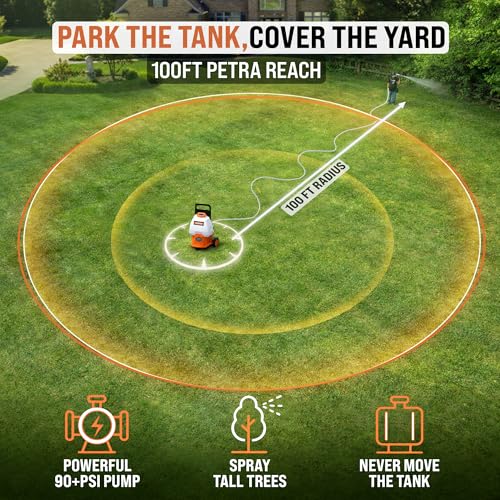 PetraTools Battery Powered Backpack Sprayer w/Cart & 100ft Commercial Hose - style: HD5000