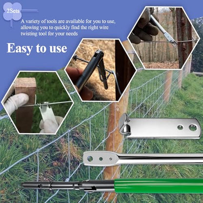 2 Sets (8 Pcs) Fence Wire Twister, for Securing T/U/Y/Round-Posts Clips - style: 2 Sets