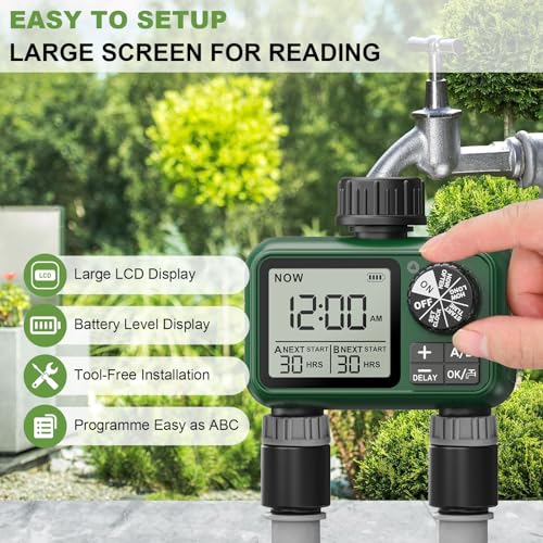 Water Timer for Outdoor Garden Hose, Sprinkler Timer for Garden - style: 2 Outlet