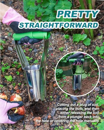Bulb Planter with Depth Markers, Automatic Soil Release Transplanter - size: 4-inch Bulb Planter Ⅱ