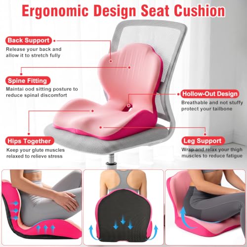 Car Seat Cushion Office Chair Cushion with Lumbar Support Pillow - color: Pink