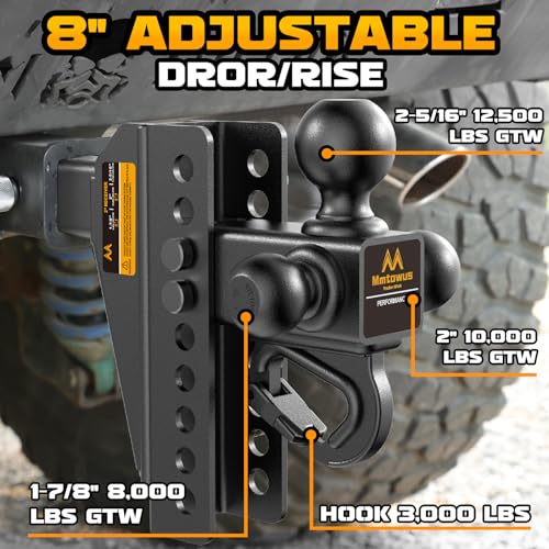 Adjustable Trailer Hitch - Drop Hitch Fit 2" Receiver -8" Drop/Rise