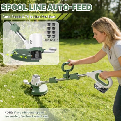 21V Cordless Weed Wacker Eater, 3-in-1 Auto Feed String Trimmer