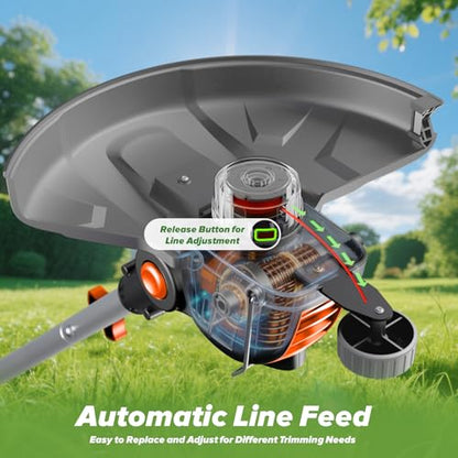 Battery Powered Weed Wacker Cordless Lightweight for Seniors & Small Lawns