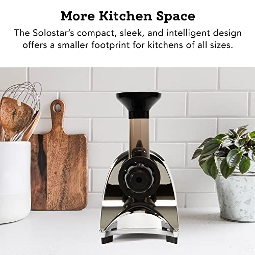 Tribest Solostar SS-4250-B Horizontal Horizontal Slow Masticating Juicer, Single Auger Cold Press Juicer & Juice Extractor, Chrome, Black