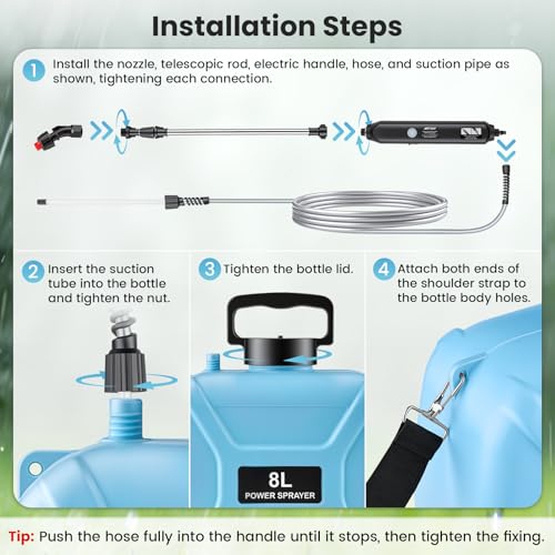 2 Gallon Electric Pump Sprayer in Lawn and Garden, Backpack Weed Sprayer