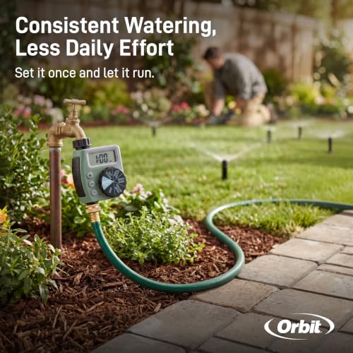 Orbit One Outlet Single-Dial Hose Faucet Timer - Easy Programmable - For Garden Watering System - LCD Hose Timer with Adjustable Watering Schedule - 62056 - size: Single