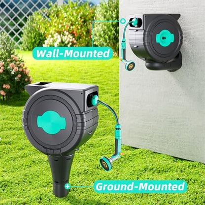 Automatic Retractable Garden Hose Reel 1/2" x 82 ft, 180° Wall Mounted
