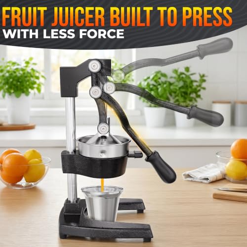 Cast Iron Manual Juicer, Heavy Duty Citrus Press for Lemons, Limes - color: Black