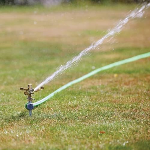 Impact Sprinklers for Yard, 360 Degree Rotating Adjustable Heavy Duty Pulsating Water Sprinkler Head with Aluminum Alloy Spike Base, for Lawn Patio Garden - color: Green