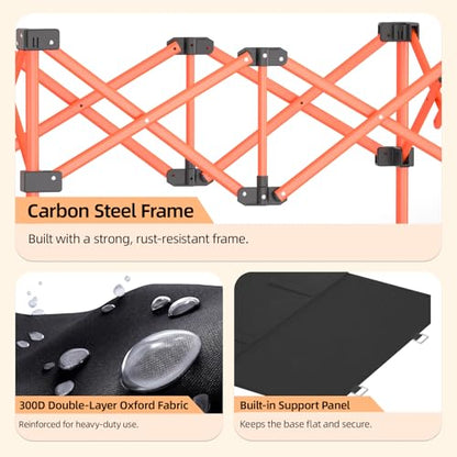 EchoSmile Light Collapsible Wagon Cart, Foldable for Camping, Black&Orange - color: Black&orange