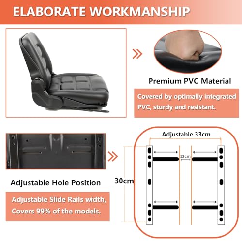 Universal Forklift Seat, Tractor Seat with Adjustable Angle Back,Micro Switch and Slide,for Tractor,Excavator Skid Loader Backhoe Dozer Telehandler ZTR‘s Equipment Construction