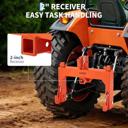 Garvee 3 Point Quick Hitch, 3000lbs 3-Pt Trailer Hitch Attachments with 2" Receiver Adaptation to Category 1 Tractor with 5 Level Adjustable Bolt