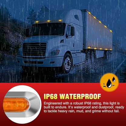Nilight 3.7" Amber Oval Side Marker Light, 4 LED IP68 Waterproof - color: Amber 3.7" 10Pcs