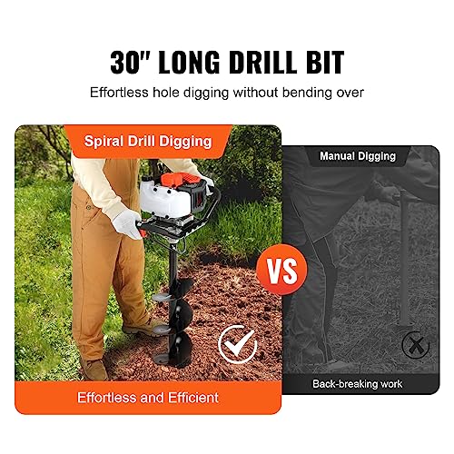 VEVOR Post Hole Digger, 43cc 1250W Auger Earth Digger, Gas-Powered (Fuel) - style: 43CC