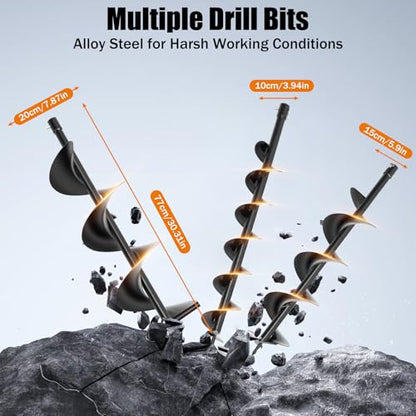 71CC 2-Stroke Post Hole Digger with 3 Drill Bits (4", 6", 8") - color: 71CC, 2.3KW