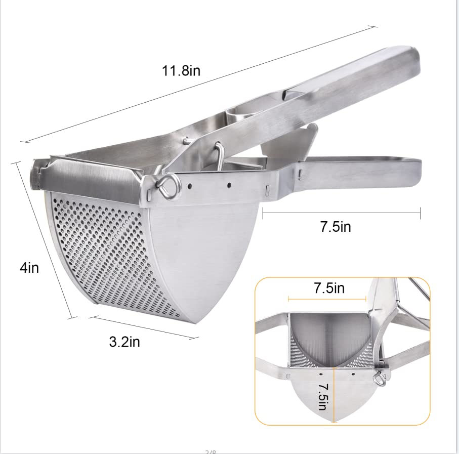 Potato Ricer, CUGLB Stainless Steel Professional Ricer for Mashed Vegetables and Kitchen Tool, Mash Potato Masher for Creamy Mashed Vegetables