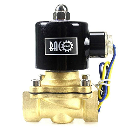 BACOENG 3/4" DC12V Electric Solenoid Valve (NPT, Brass, Normally Closed) - size: 3/4"NPT-Brass