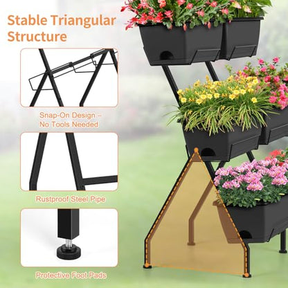 Vertical Raised Garden Bed for Gardening 6 Garden Planter Boxes with Legs - color: Gray