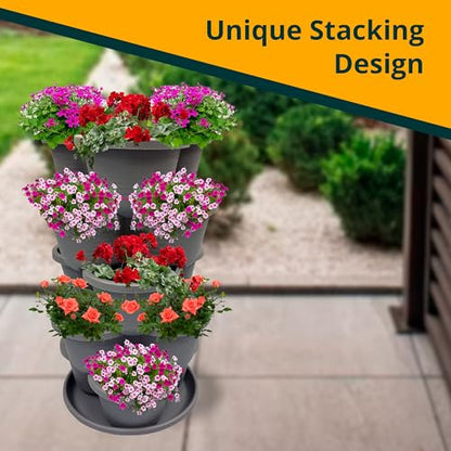 SunVara Strawberry Planter Vertical Gardening Stackable Planter Strawberry Tower 5 Tier Herb Outdoor Indoor