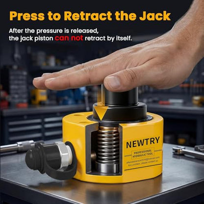 NEWTRY 10T Low Profile Jack+ CP-180 Hand Pump, 1" Stroke Multi-Section - size: 10T Hydraulic Jack + cp-180 Pump