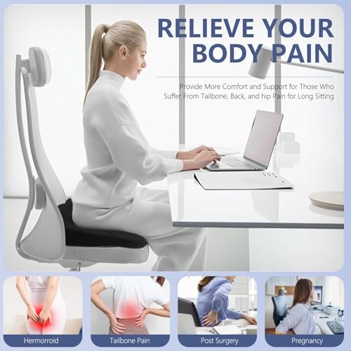 Enlarged19.7in Gel Seat Cushion Pressure Relief Cushion for Long Sitting - color: Black, size: XX-Large(19.7"*16.1"*3.5")