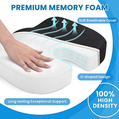 TushGuard Seat Cushion, Office Chair Cushions, Car Seat Cushion, Non-Slip Sciatica & Back Coccyx Tailbone Pain Relief Chair Pad for Computer Desk, Wheelchair, Driving (Black, X-Large) - color: Black, size: X-Large