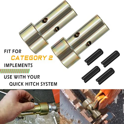 2 Pairs of Cat 2 Quick Hitch Adapter Bushings Set Fit for Category II 3-Point Tractor