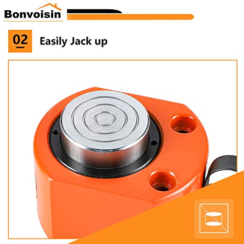 Bonvoisin 5T Hydraulic Ram Cylinder Jack Low Profile Porta Power Ram Single-acting Mini Jack Ram 0.31" Stroke for Machinery Shipbuilding - color: FPY-5T