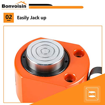 Bonvoisin 5T Hydraulic Ram Cylinder Jack Low Profile Porta Power Ram Single-acting Mini Jack Ram 0.31" Stroke for Machinery Shipbuilding - color: FPY-5T