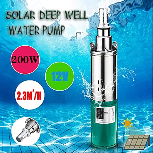 Solar Submersible Well Pump DC 12V 200W Deep Well Pump 3"Tube Stainless Steel Screw Pumps 2300L/H 1" Outlet High Lift 40M Irrigation Pumps Agricultural Garden Home - size: 3QGD-12V-200W-1“