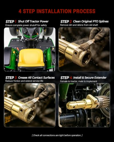 PTO Extender for Tractor, 1-3/8" 6 Spline Male to Female, 70HP