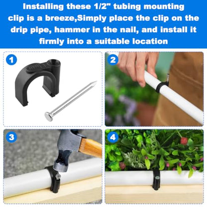 1/2" Drip Irrigation Tubing Mounting Clips for Orbit 65716 with Nail 40 Pca