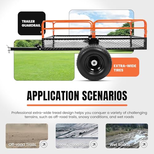 KUAFU Heavy Duty ATV/UTV Trailer Dump Cart Universal 1500LBS Load Tow