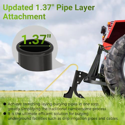 1.37" Pipe Layer Attachment Fits Hitch Mounted Ripper Shank Plow | Flexible Pipe Layer Fits Any 3-Point Ripper Hitch Lawn Subsoiler, for ATV UTV Tractor