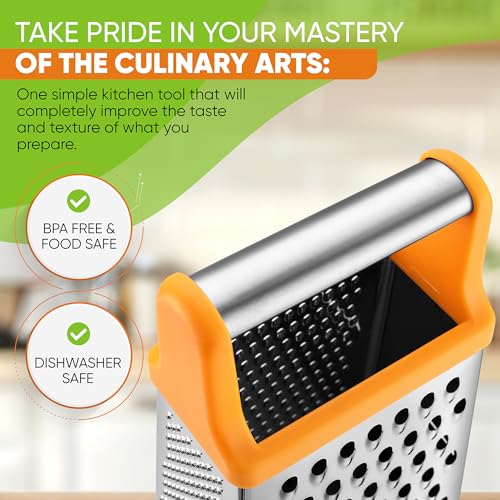 Spring Chef Stainless Steel XL Cheese Grater for Kitchen, Mango - color: Mango