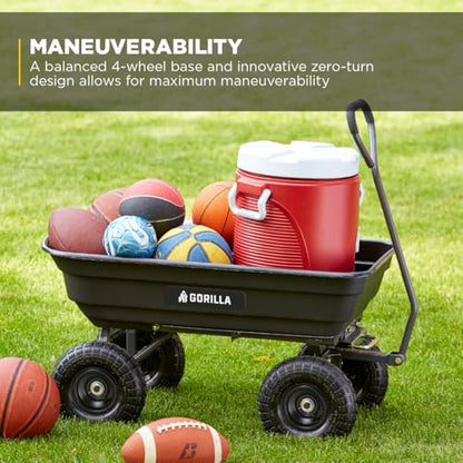 Gorilla Carts Poly Dump Cart, 600 lb. Capacity, 4 Cu ft, Quick Release Dump - size: 4-Cubic Feet, style: Pneumatic
