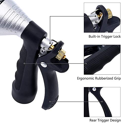 GREEN MOUNT Water Hose Nozzle Spray Nozzle, Metal Garden Hose Nozzle with Adjustable Spray Patterns, Perfect for Watering Plants, Washing Cars and Showering Pets - color: Silver