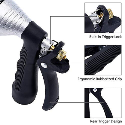 GREEN MOUNT Water Hose Nozzle Spray Nozzle, Metal Garden Hose Nozzle with Adjustable Spray Patterns, Perfect for Watering Plants, Washing Cars and Showering Pets - color: Silver