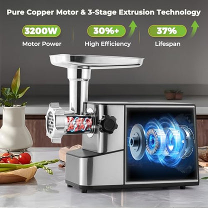 Electric Meat Grinder 3200W Multi-functional with Storage Function