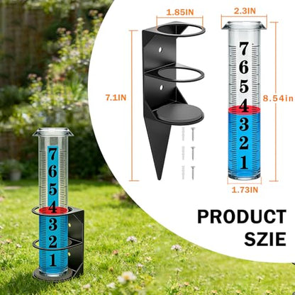 YZDTECH Rain Gauge Outdoor, 7" Easy to Read Rain Measure Gauge with Red Float, Rain Gauges Outdoors Best Rated with Metal Rack Holder, Large Freeze Proof Plastic Replacement Tube for Yard Garden - color: Metal rain gauge style 1