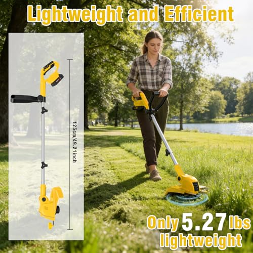 12 Inch Electric Weed Wacker with 2 x2.5Ah Battery Powered Weed Eater - color: Pale Yellow