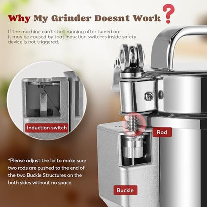 Moongiantgo Grain Mill Grinder Commercial Spice Grinder, 2000g Swing, 110V - size: 2000g Swing Type