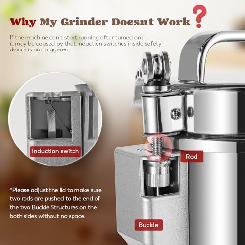 Moongiantgo Grain Mill Grinder Commercial Spice Grinder, 2000g Swing, 110V - size: 2000g Swing Type