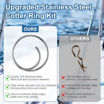 66 Pcs 316 Stainless Steel Cotter Ring Kit, 5 Sizes, Marine
